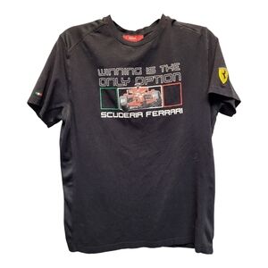 Official Ferrari 'Winning is the Only Option' Black Graphic T-Shirt - Size M